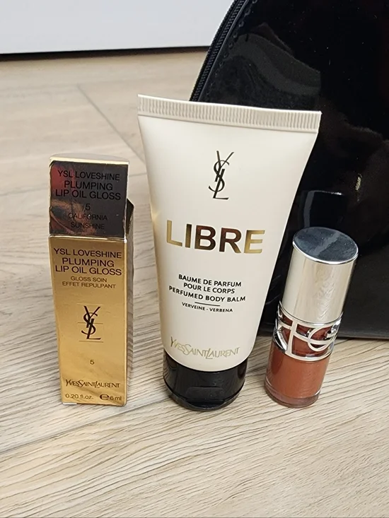 New Ysl Black Patent Leather Makeup Pouch Bag + 2 Pcs Makeup Skincare Gift Set - Picture 3 of 5